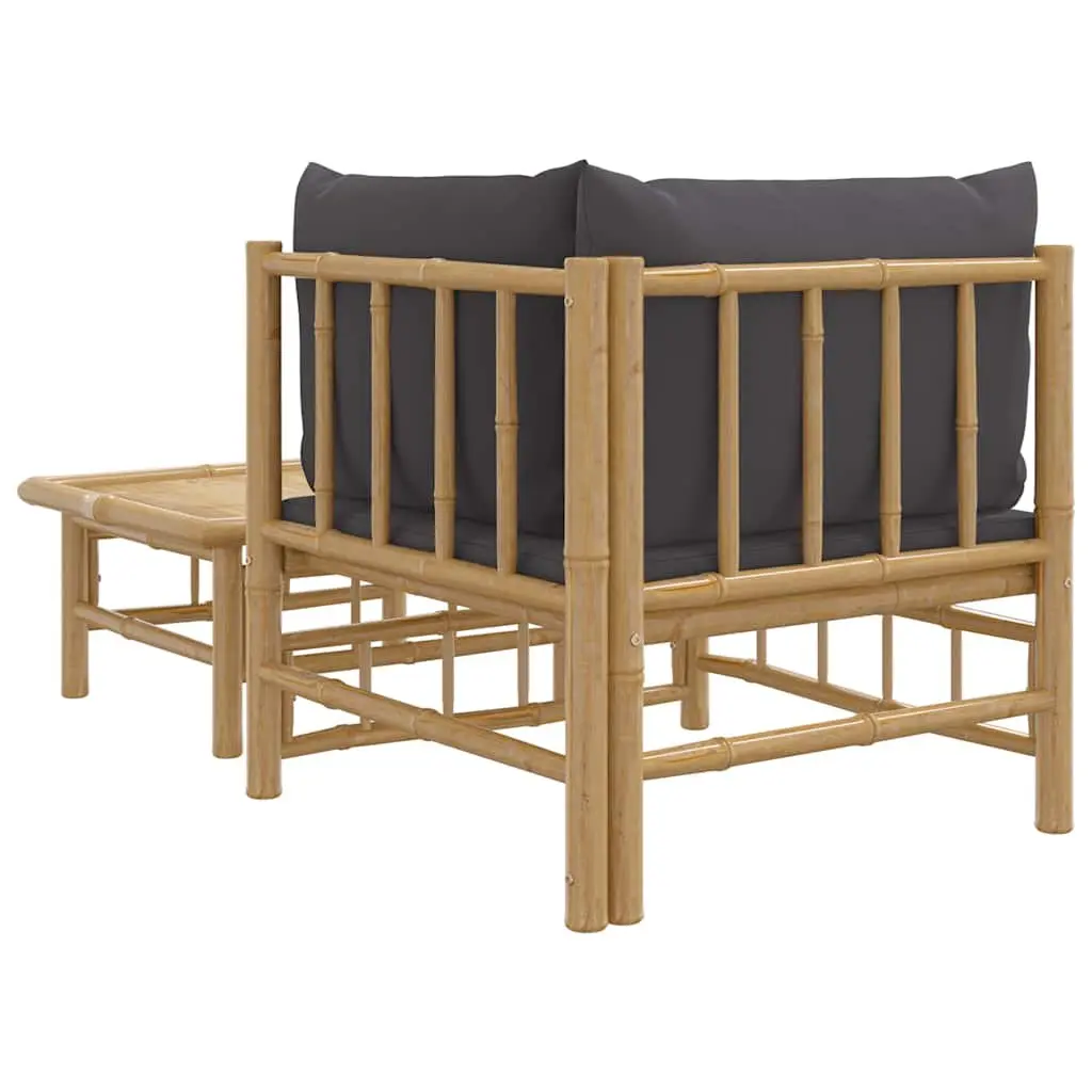 Bamboo Lounge Set with Grey Cushions