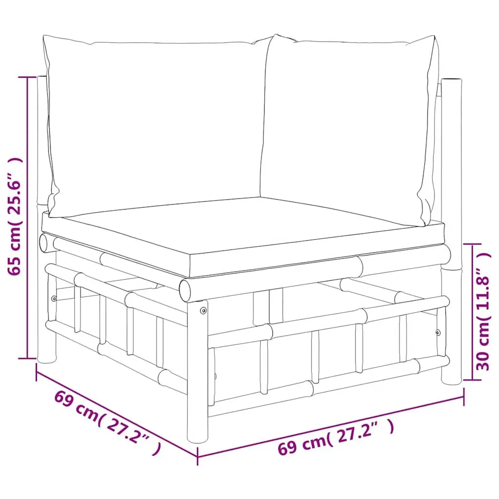 Bamboo Lounge Set with Grey Cushions