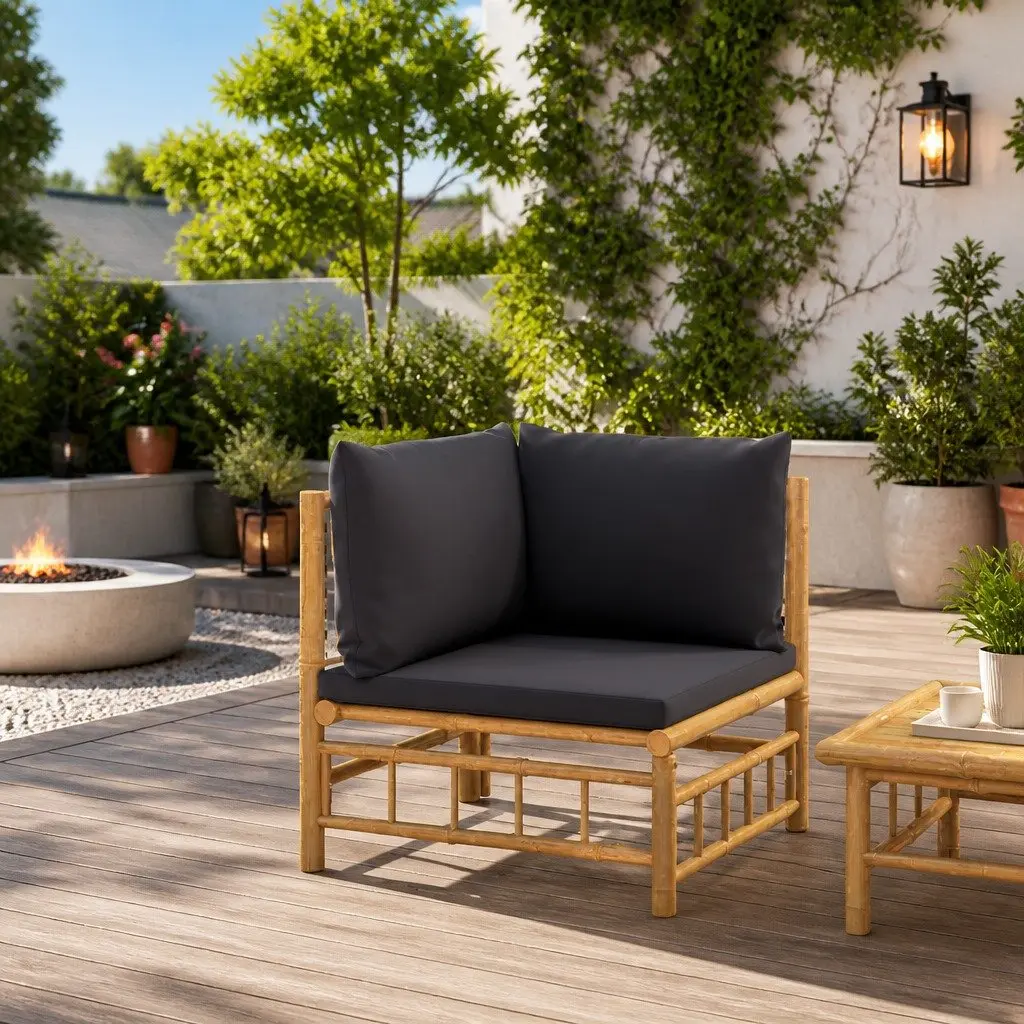 Outdoor Corner Sofa Modular Seating Grey Cushions