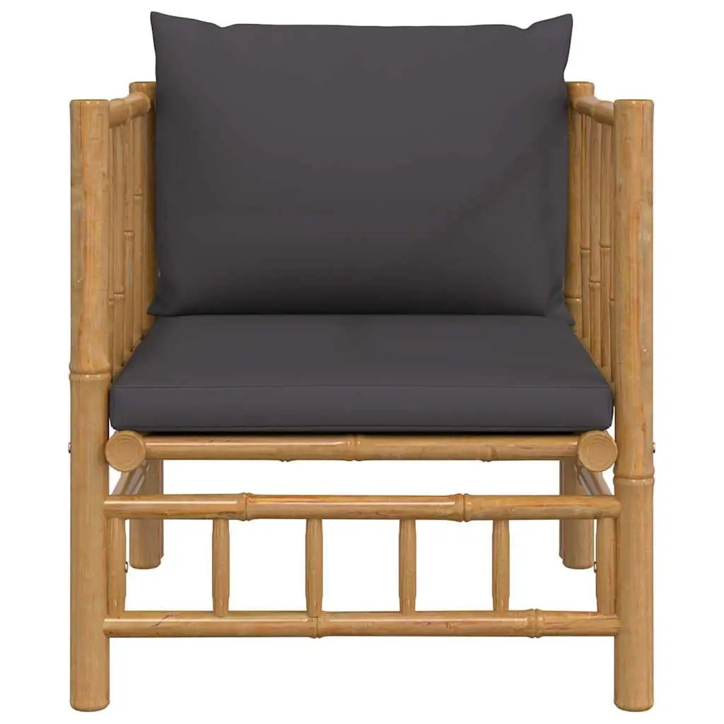 Outdoor Sectional Sofa Bamboo Garden Furniture Modular Grey Cushions