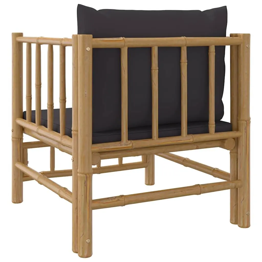 Outdoor Sectional Sofa Bamboo Garden Furniture Modular Grey Cushions