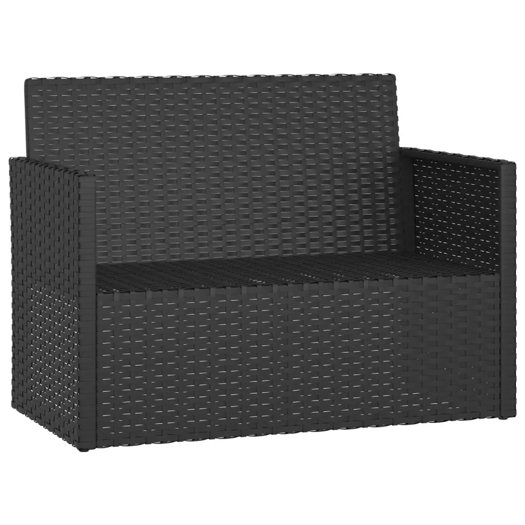 Garden Bench Outdoor Seating 105cm Black Poly Rattan