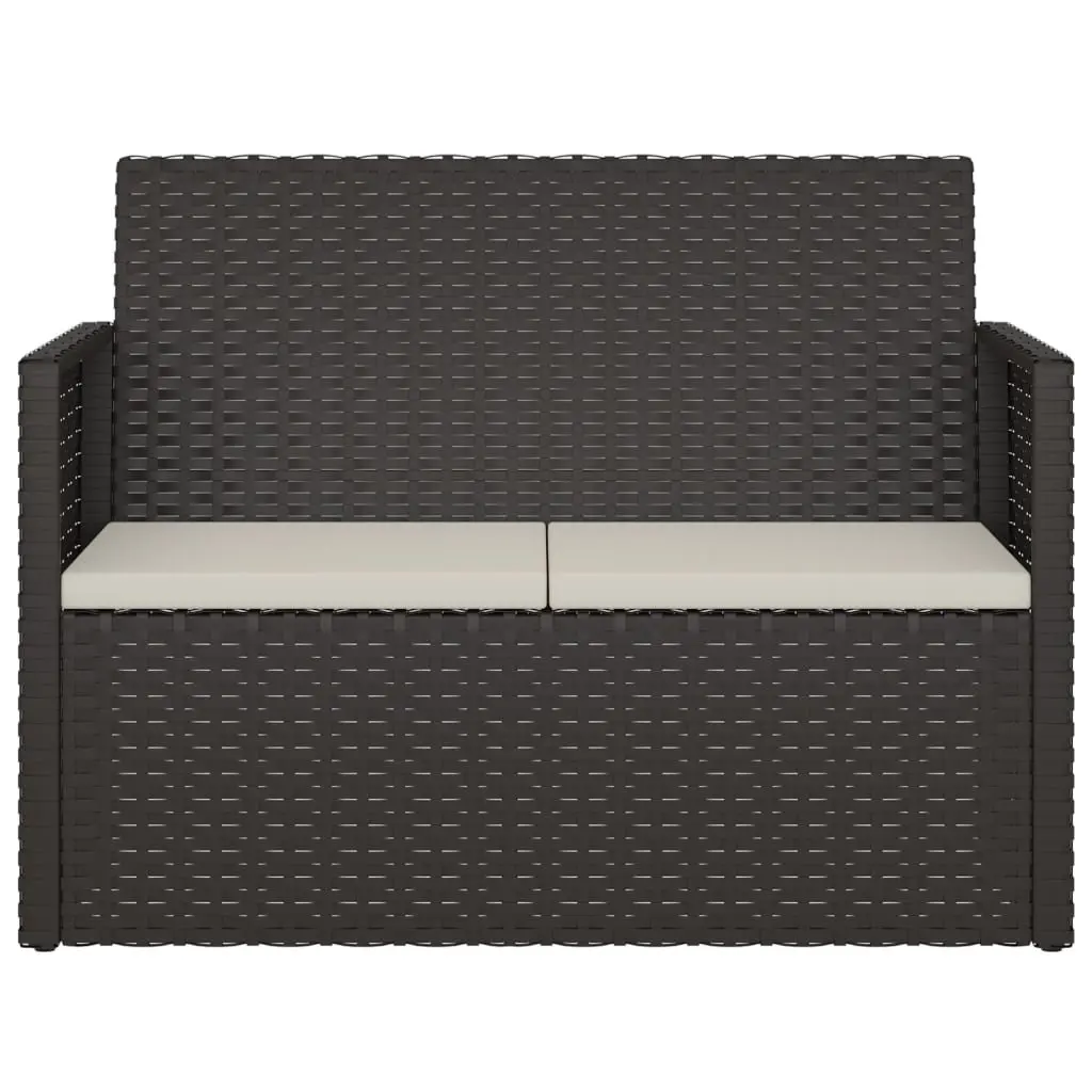 Garden Bench Outdoor Seating 105cm Black Poly Rattan