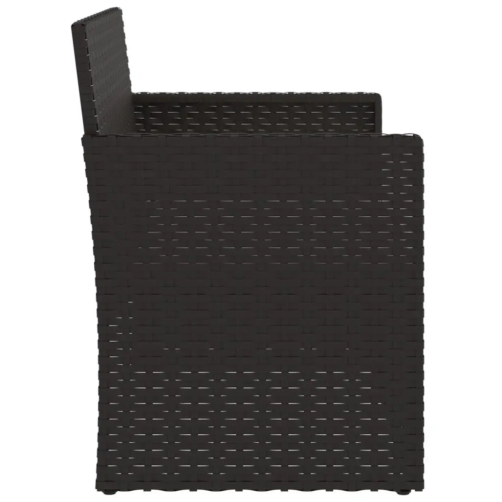 Garden Bench Outdoor Seating 105cm Black Poly Rattan