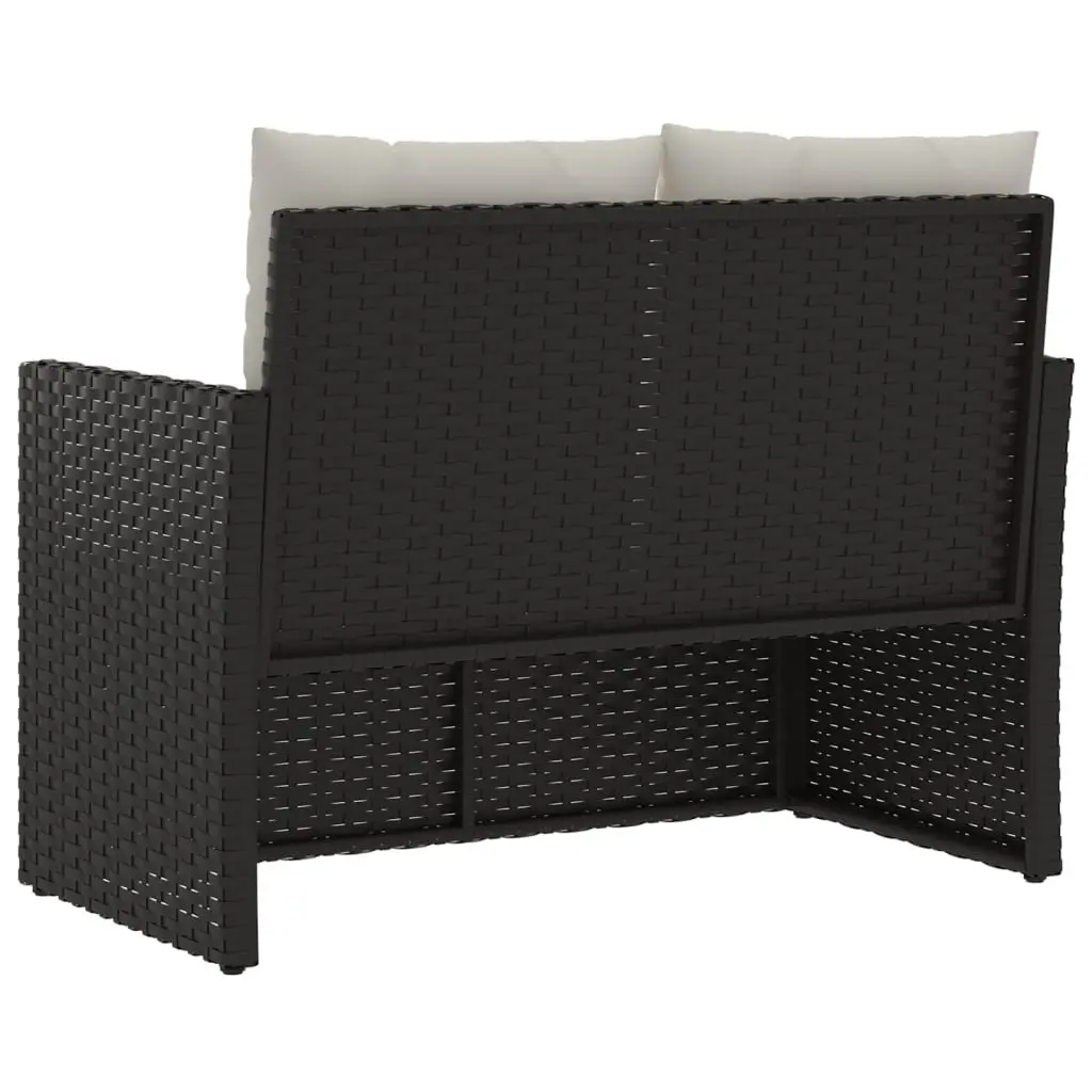Garden Bench Cushions 105cm Outdoor Seating Poly Rattan Black