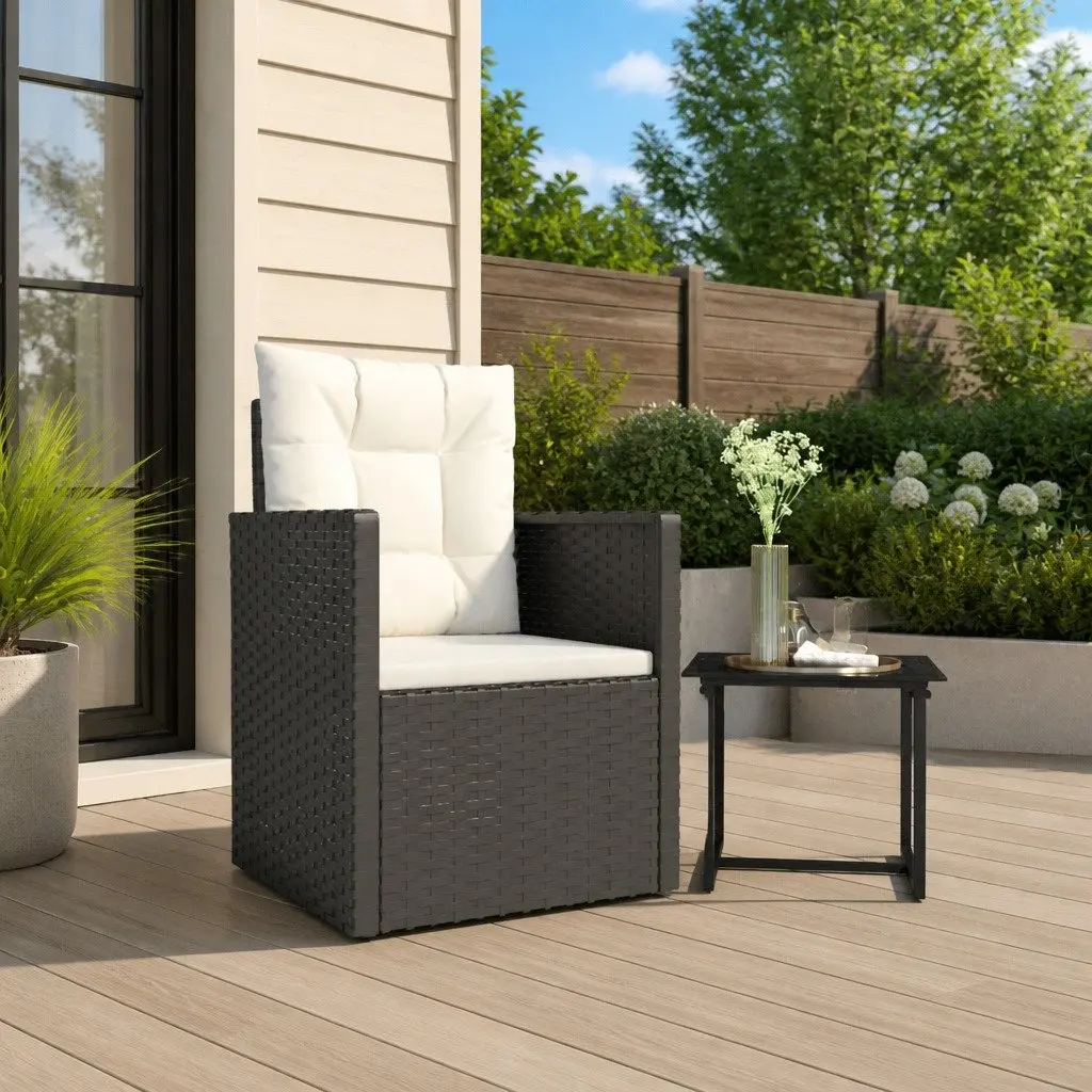 Outdoor Armchair with Cushions in Black