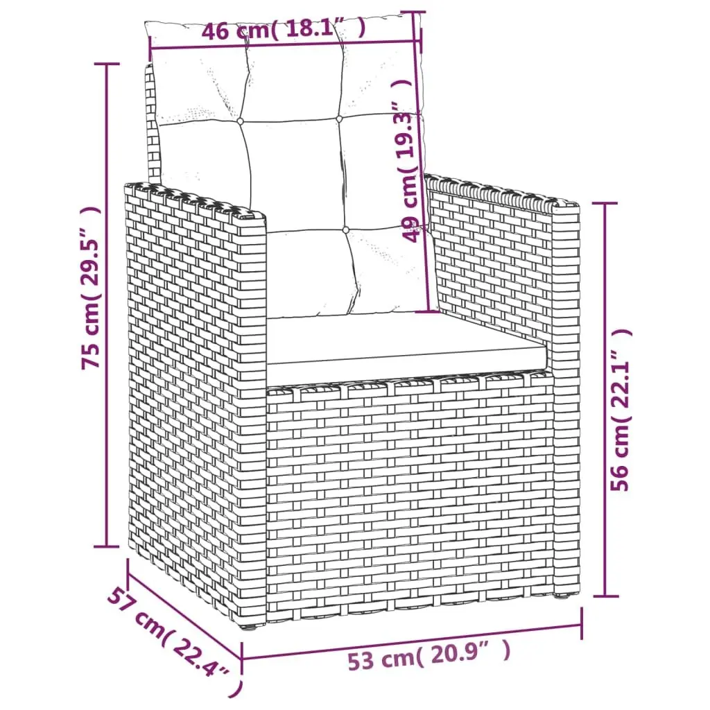 Outdoor Armchair with Cushions in Black