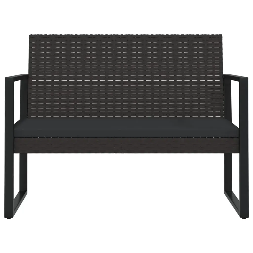 Garden Bench Cushions 106cm Black Poly Rattan Outdoor Seating Furniture