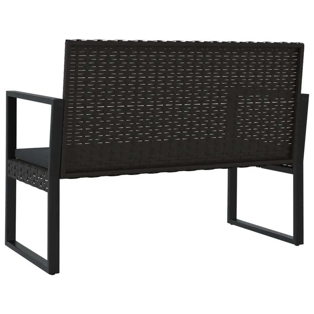 Garden Bench Cushions 106cm Black Poly Rattan Outdoor Seating Furniture