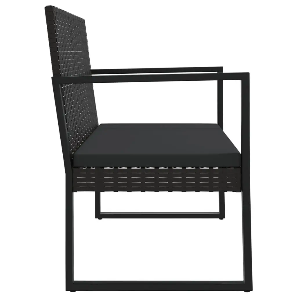 Garden Bench Cushions 106cm Black Poly Rattan Outdoor Seating Furniture