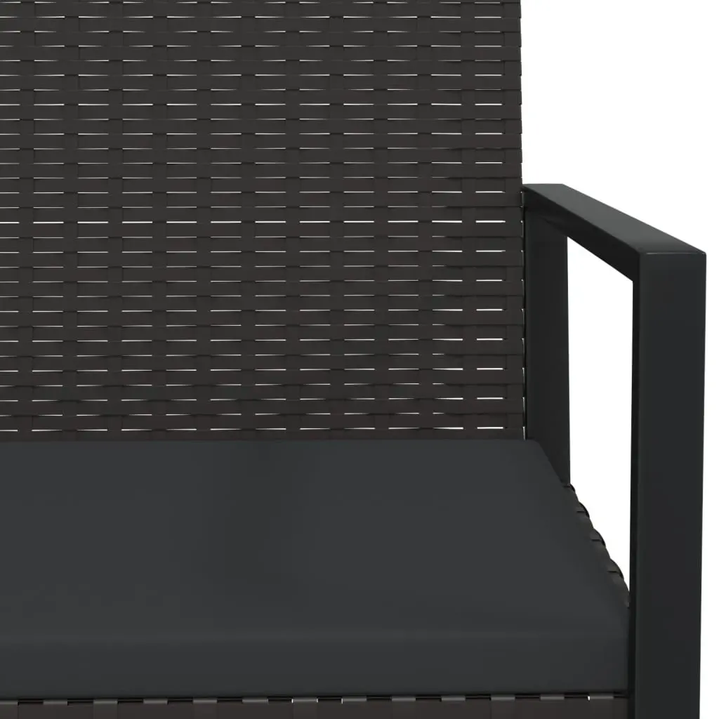 Garden Bench Cushions 106cm Black Poly Rattan Outdoor Seating Furniture