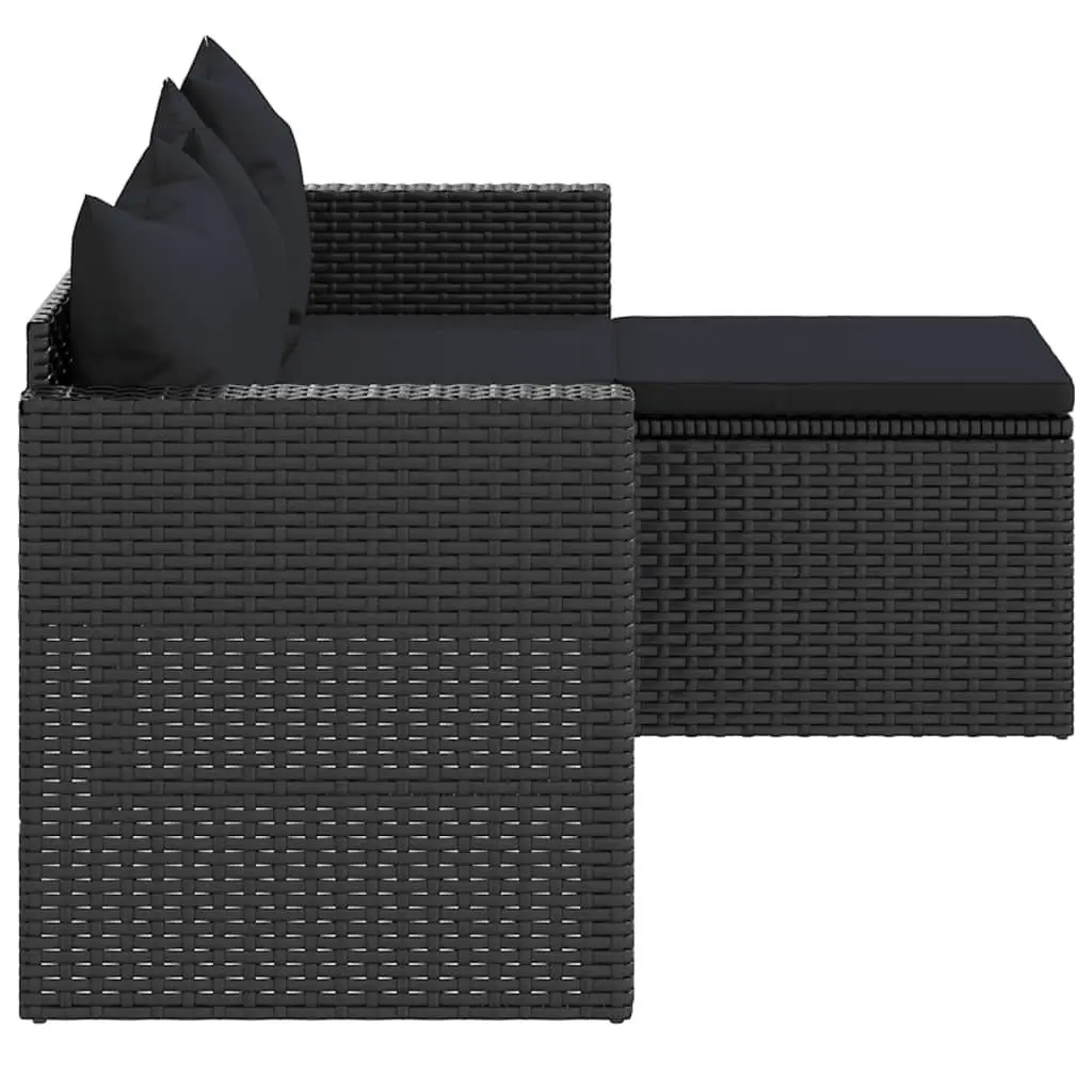 Outdoor Lounge Set Modular Seating Black Poly Rattan Furniture