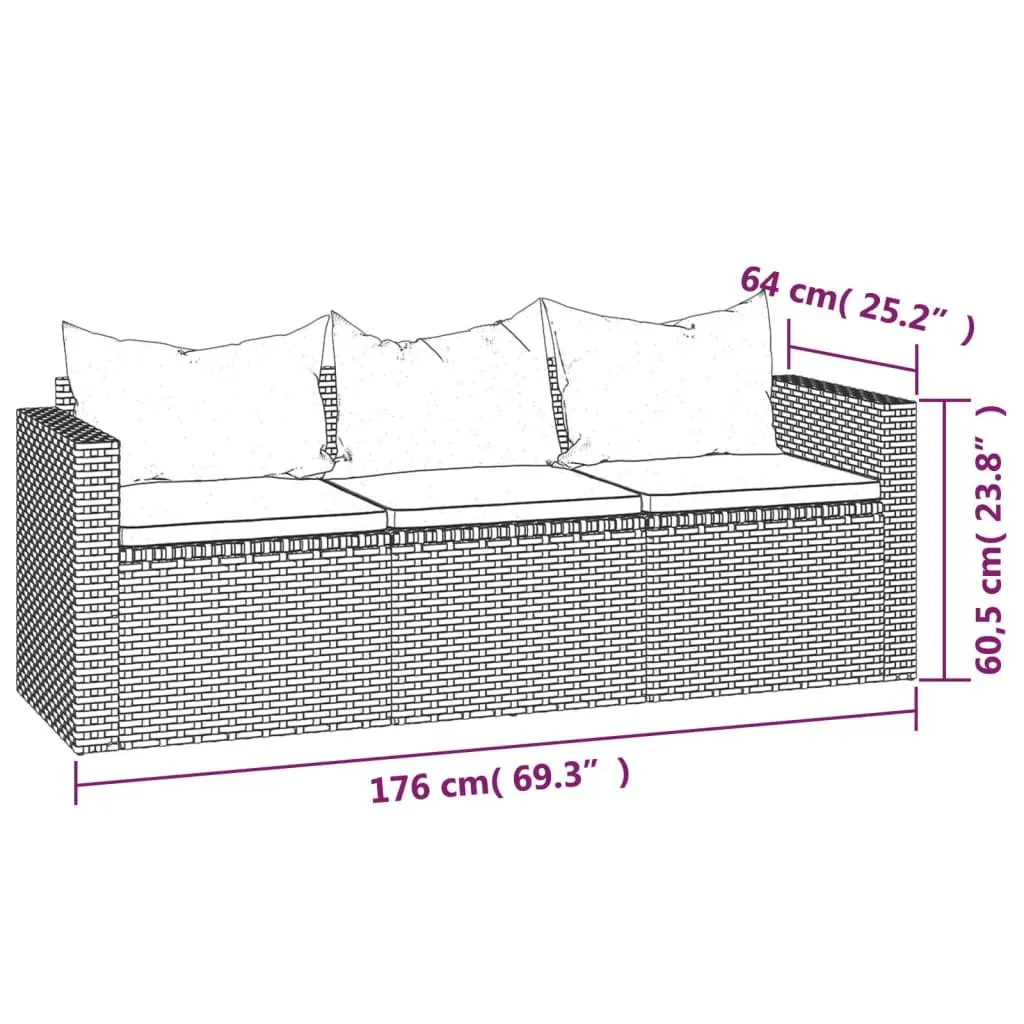 Outdoor Lounge Set Modular Seating Black Poly Rattan Furniture