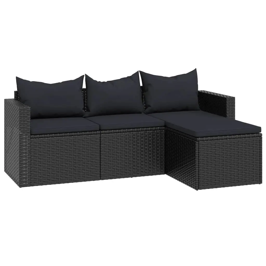 Outdoor Lounge Set Modular Seating Black Poly Rattan Furniture