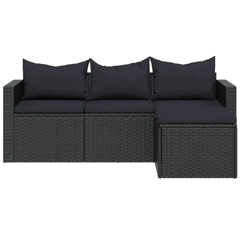 Outdoor Lounge Set Modular Seating Black Poly Rattan Furniture