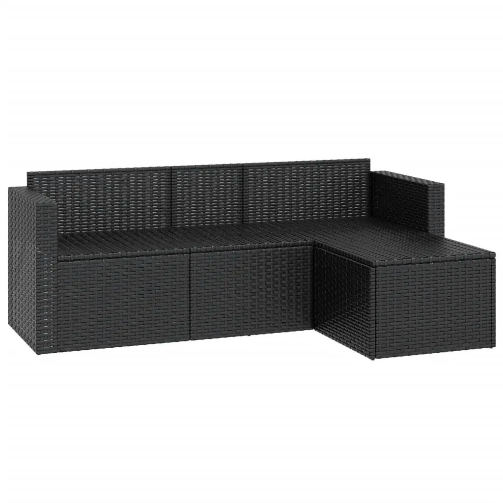 Outdoor Lounge Set Modular Seating Black Poly Rattan Furniture