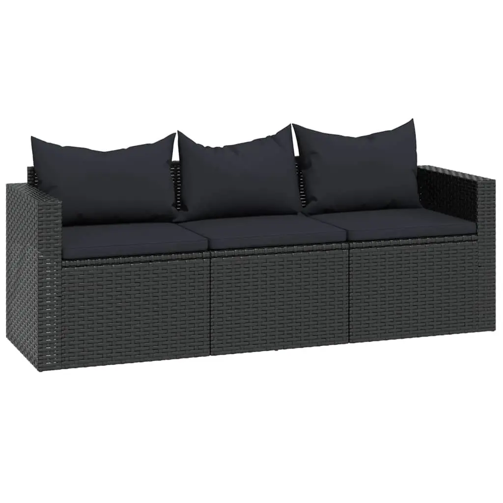 Outdoor Lounge Set Modular Seating Black Poly Rattan Furniture