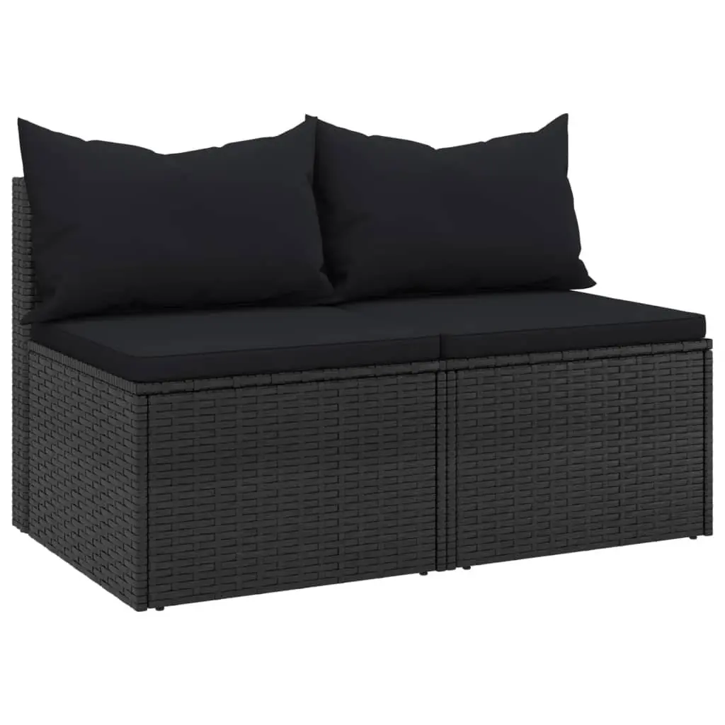 Outdoor Sofas Garden Seating Set 2pcs Black Rattan Sectional
