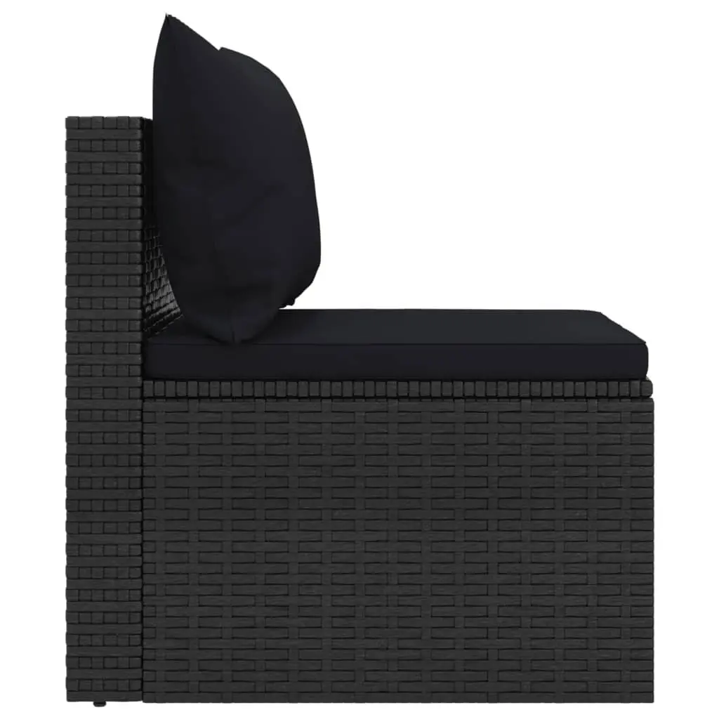 Outdoor Sofas Garden Seating Set 2pcs Black Rattan Sectional