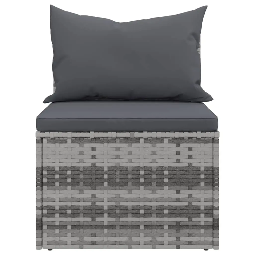 Outdoor Garden Middle Sofas Set 2 pcs with Cushions Grey Poly Rattan Seating