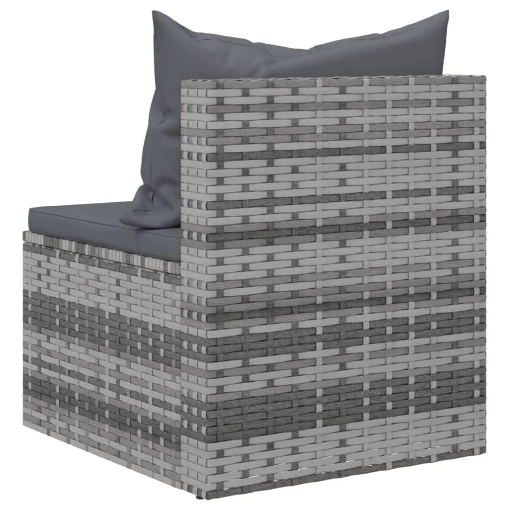 Outdoor Garden Middle Sofas Set 2 pcs with Cushions Grey Poly Rattan Seating