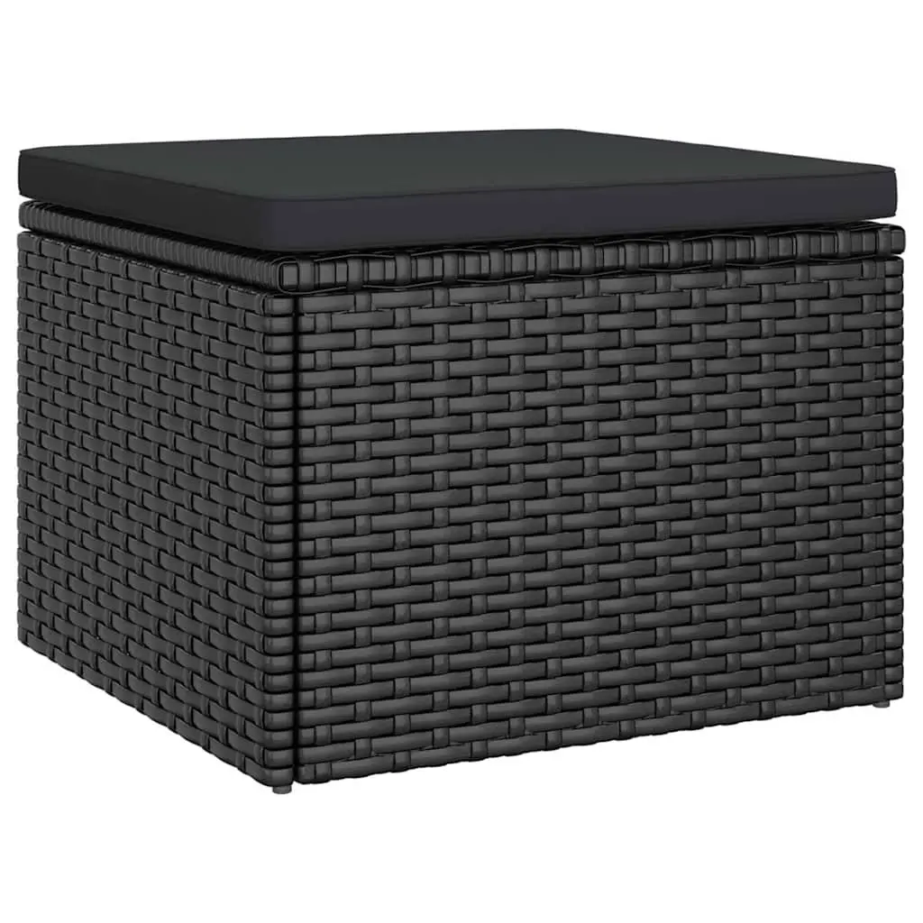 3-Seater Garden Sofa Outdoor Furniture Adjustable Roof Footstool Black Rattan