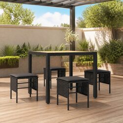 Warm and Practical 4-Piece Outdoor Footstools with Cushions