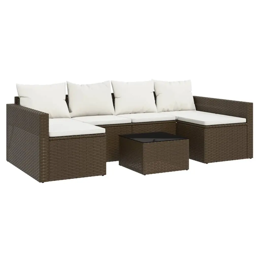 Garden Lounge Set 2 Piece Outdoor Furniture Cushions Brown Rattan