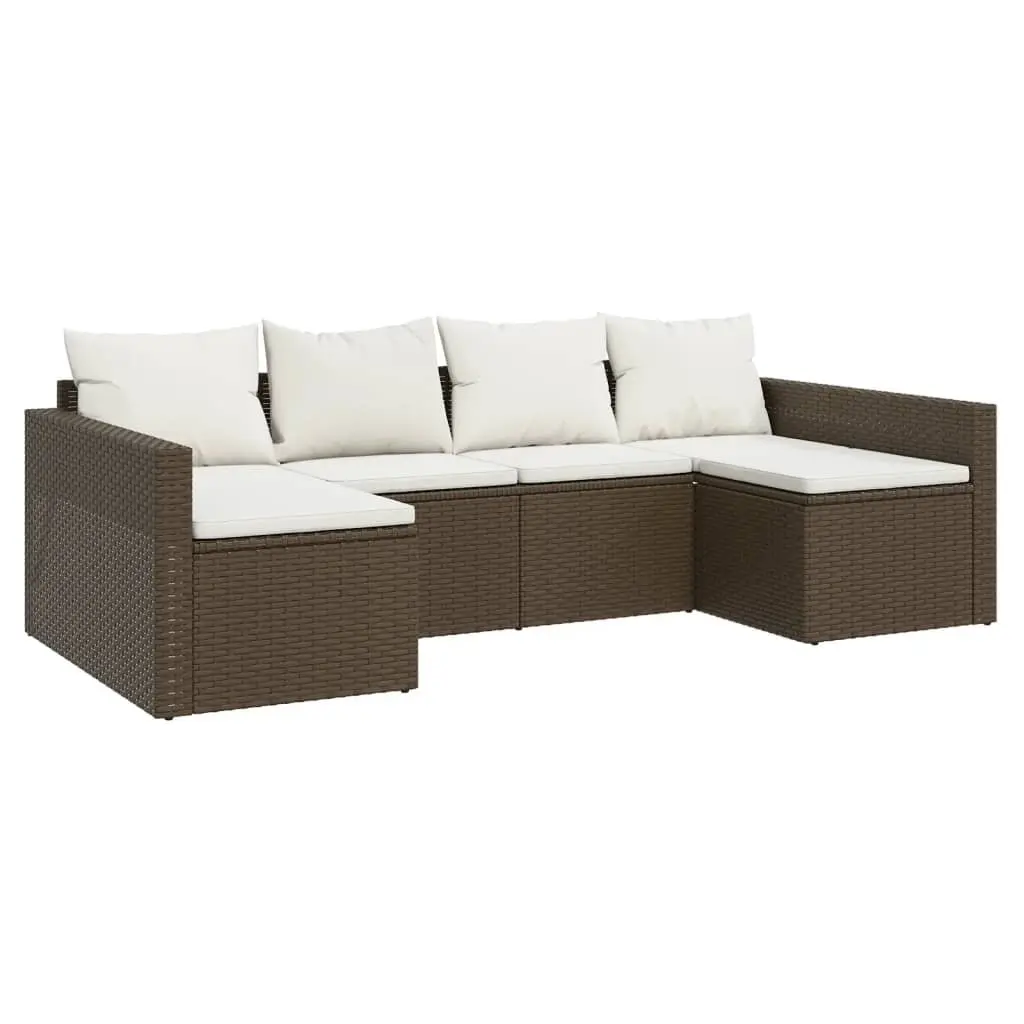 Garden Lounge Set 2 Piece Outdoor Furniture Cushions Brown Rattan