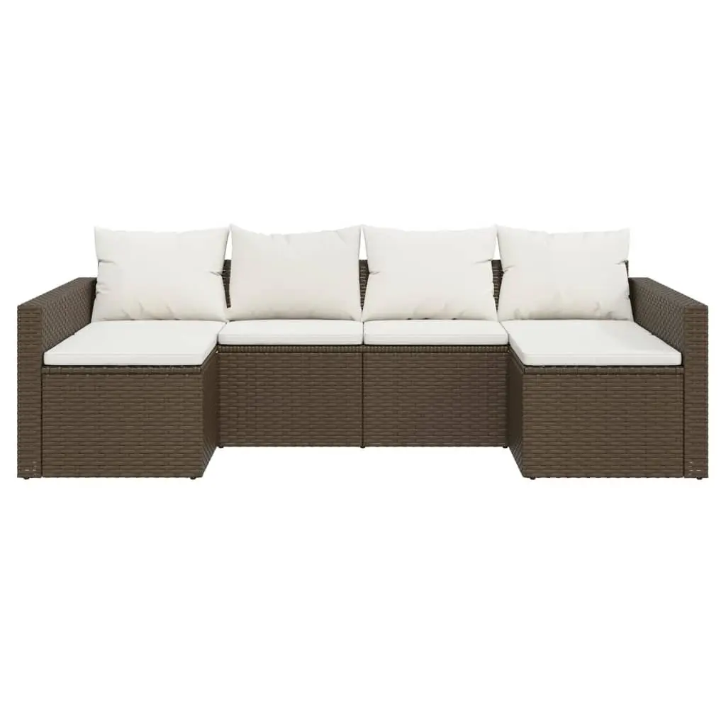 Garden Lounge Set 2 Piece Outdoor Furniture Cushions Brown Rattan