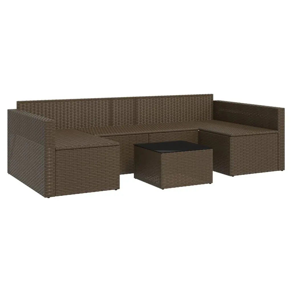 Garden Lounge Set 2 Piece Outdoor Furniture Cushions Brown Rattan