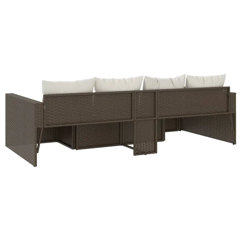 Garden Lounge Set 2 Piece Outdoor Furniture Cushions Brown Rattan