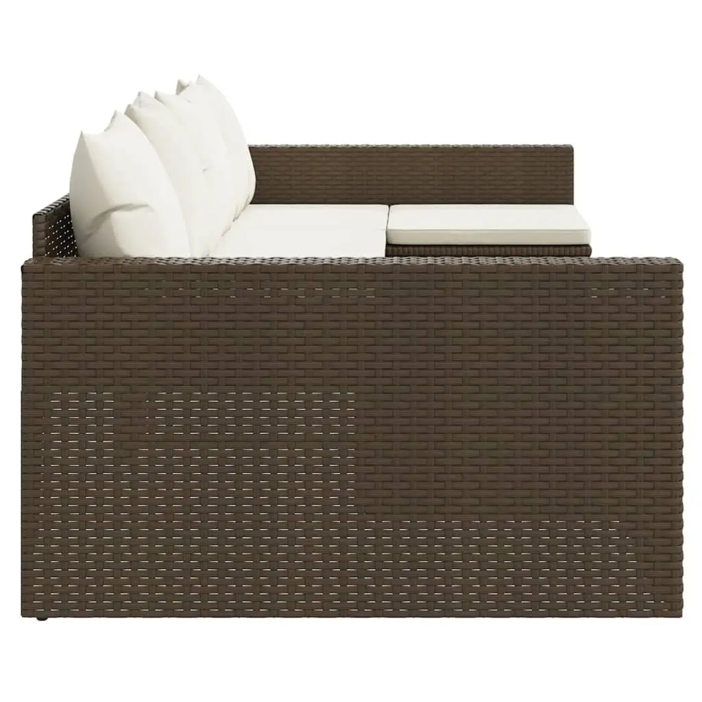 Garden Lounge Set 2 Piece Outdoor Furniture Cushions Brown Rattan