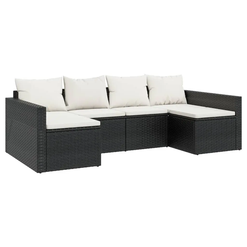 Garden Lounge Set Outdoor Furniture 2 Piece with Cushions Coffee Table Black