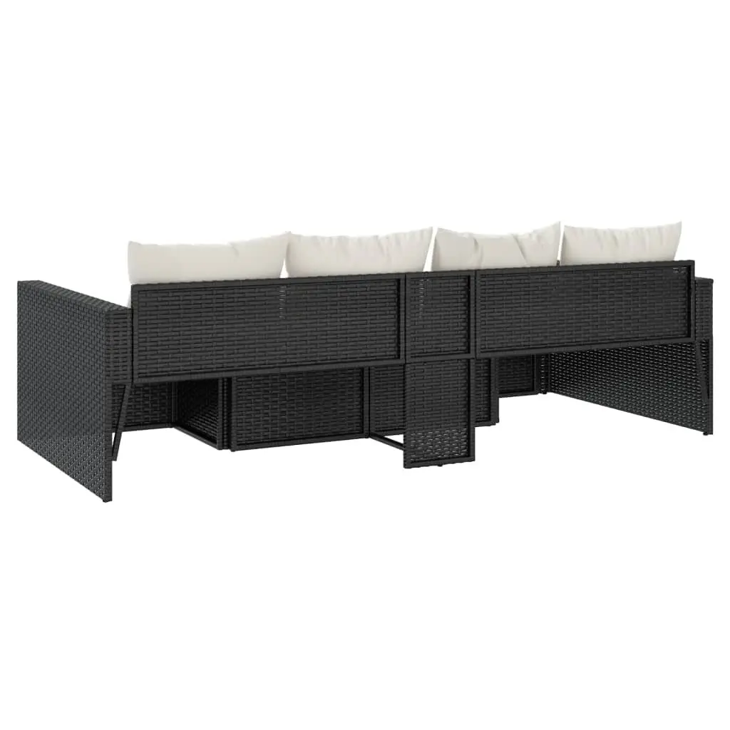 Garden Lounge Set Outdoor Furniture 2 Piece with Cushions Coffee Table Black