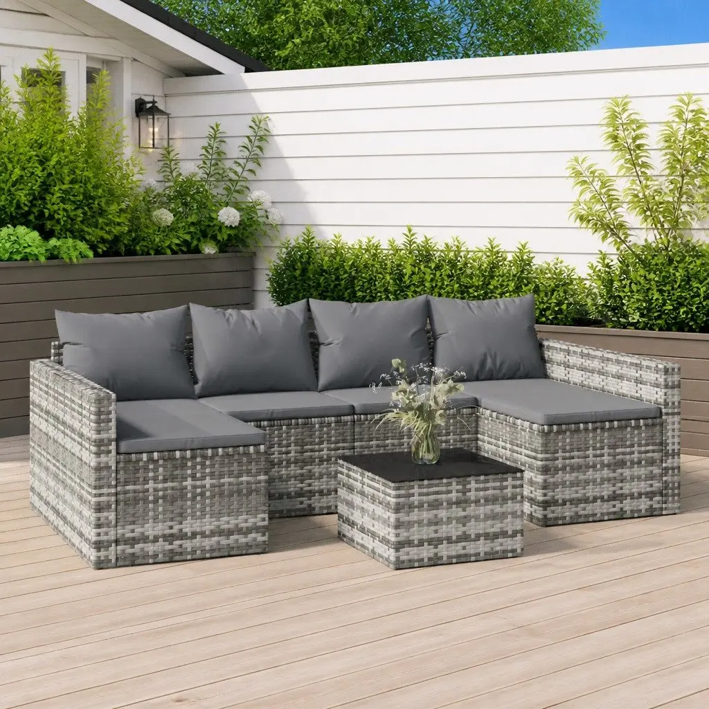 2 Piece Garden Lounge Set Grey Poly Rattan Outdoor Furniture