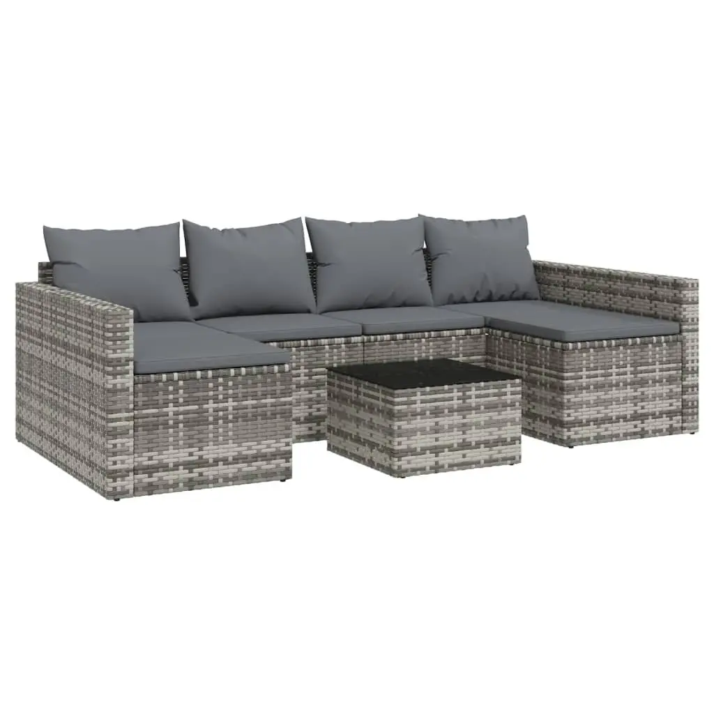 2 Piece Garden Lounge Set Grey Poly Rattan Outdoor Furniture