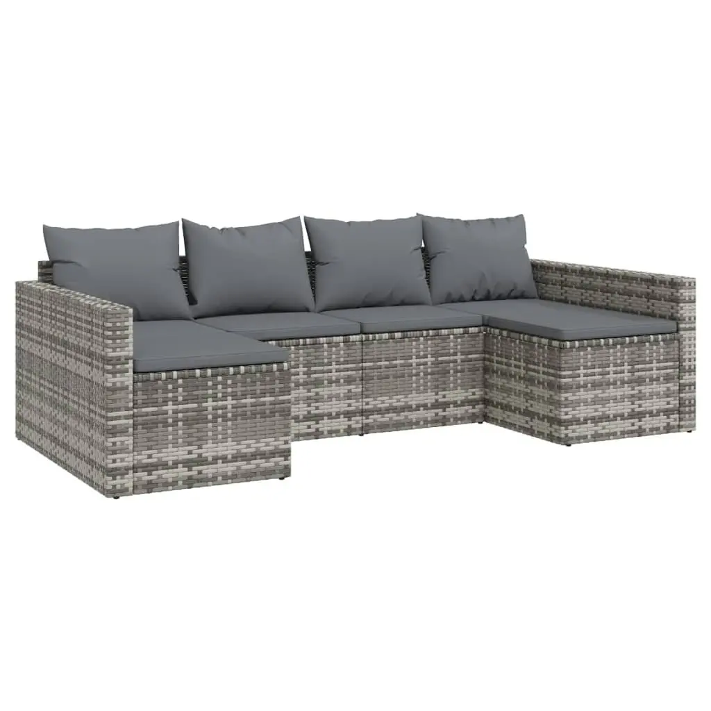 2 Piece Garden Lounge Set Grey Poly Rattan Outdoor Furniture