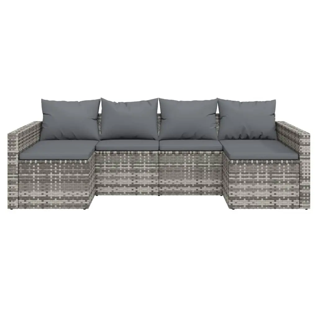 2 Piece Garden Lounge Set Grey Poly Rattan Outdoor Furniture