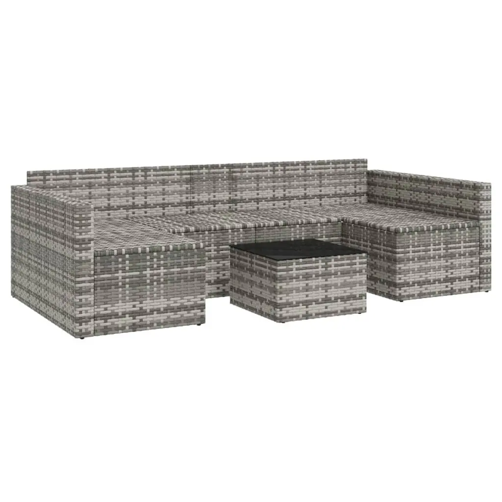 2 Piece Garden Lounge Set Grey Poly Rattan Outdoor Furniture
