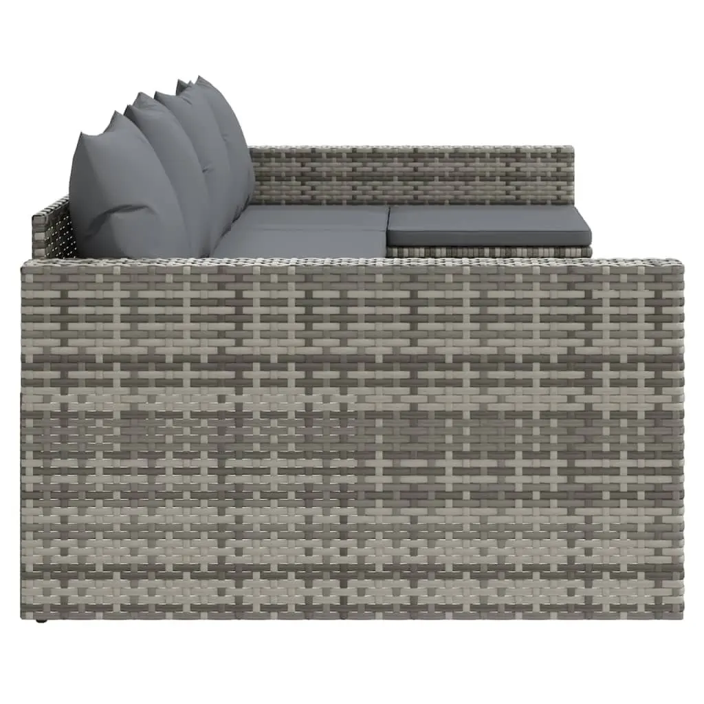 2 Piece Garden Lounge Set Grey Poly Rattan Outdoor Furniture