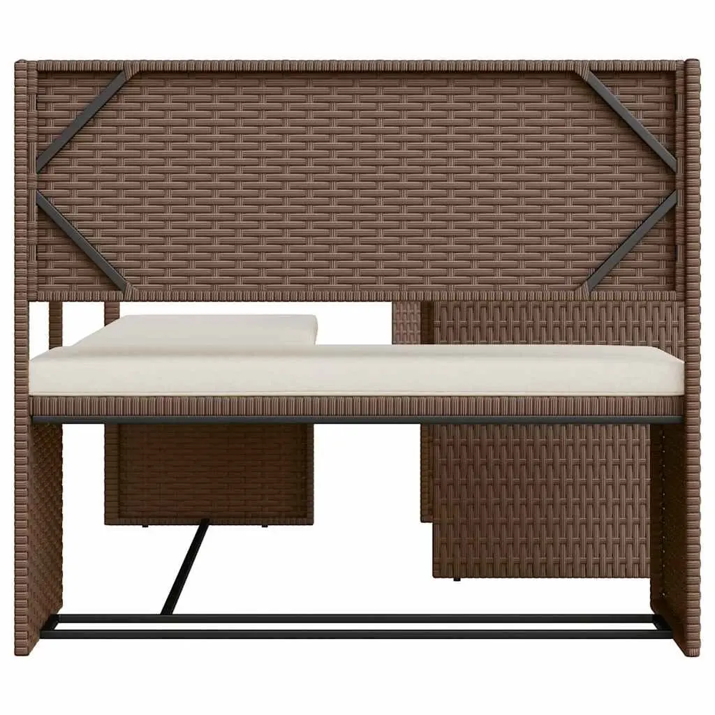 L-Shaped Garden Sofa Set Outdoor Patio Furniture with Integrated Table Brown