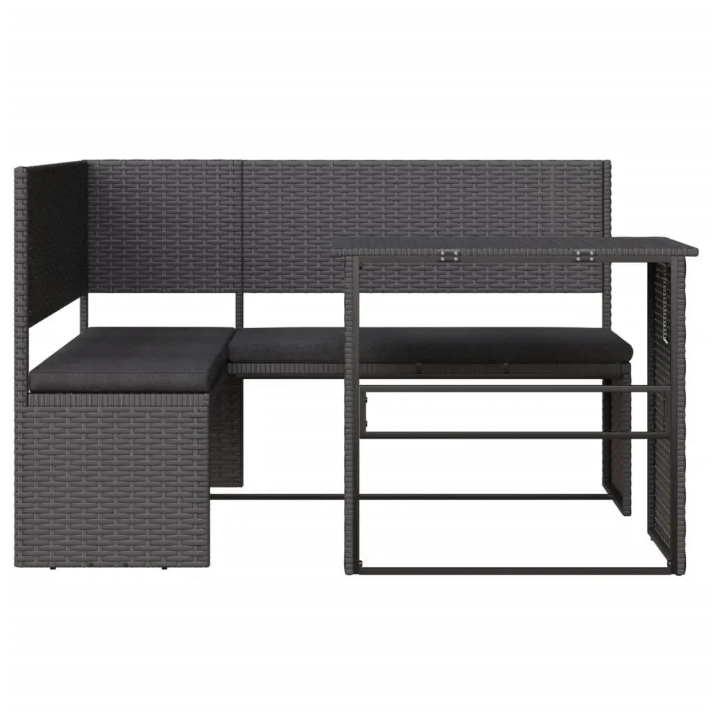 L-Shaped Garden Sofa Set Outdoor Patio Furniture Black Poly Rattan