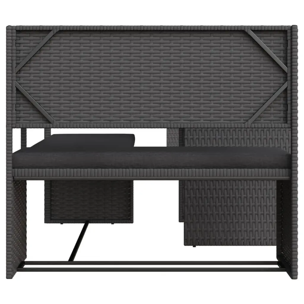 L-Shaped Garden Sofa Set Outdoor Patio Furniture Black Poly Rattan