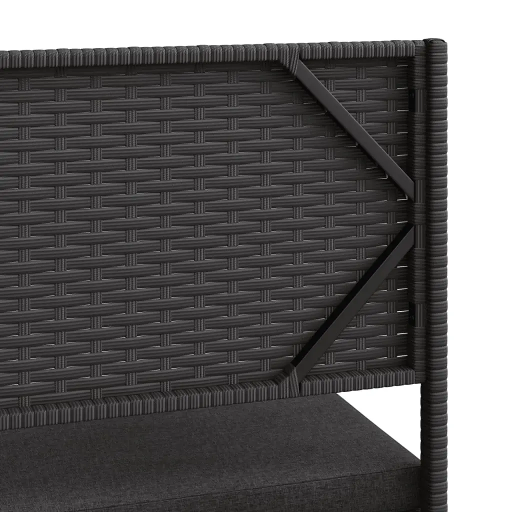 L-Shaped Garden Sofa Set Outdoor Patio Furniture Black Poly Rattan