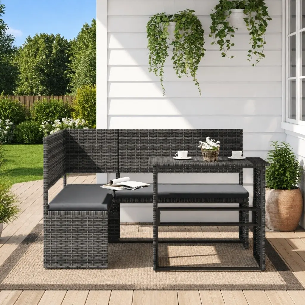L-Shaped Garden Sofa Set with Table for Comfort