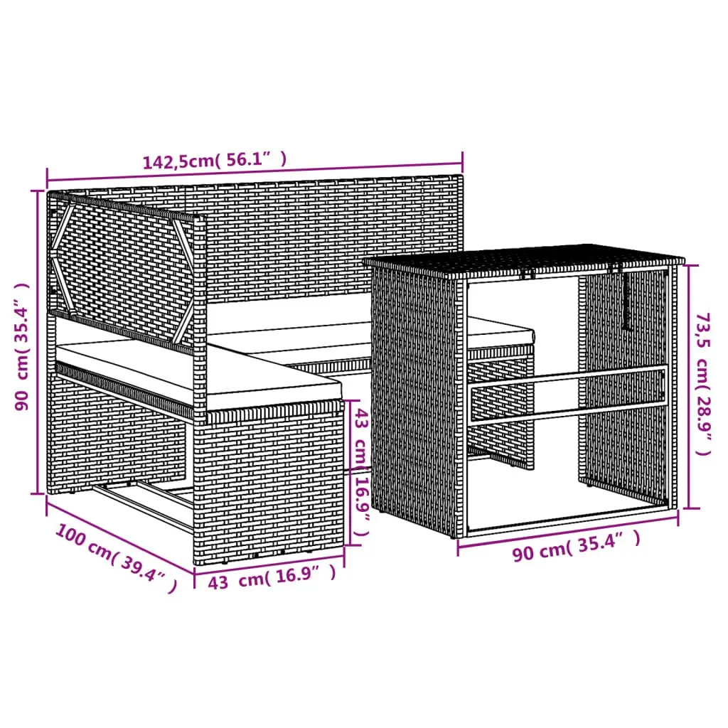 L-Shaped Garden Sofa Set with Table for Comfort