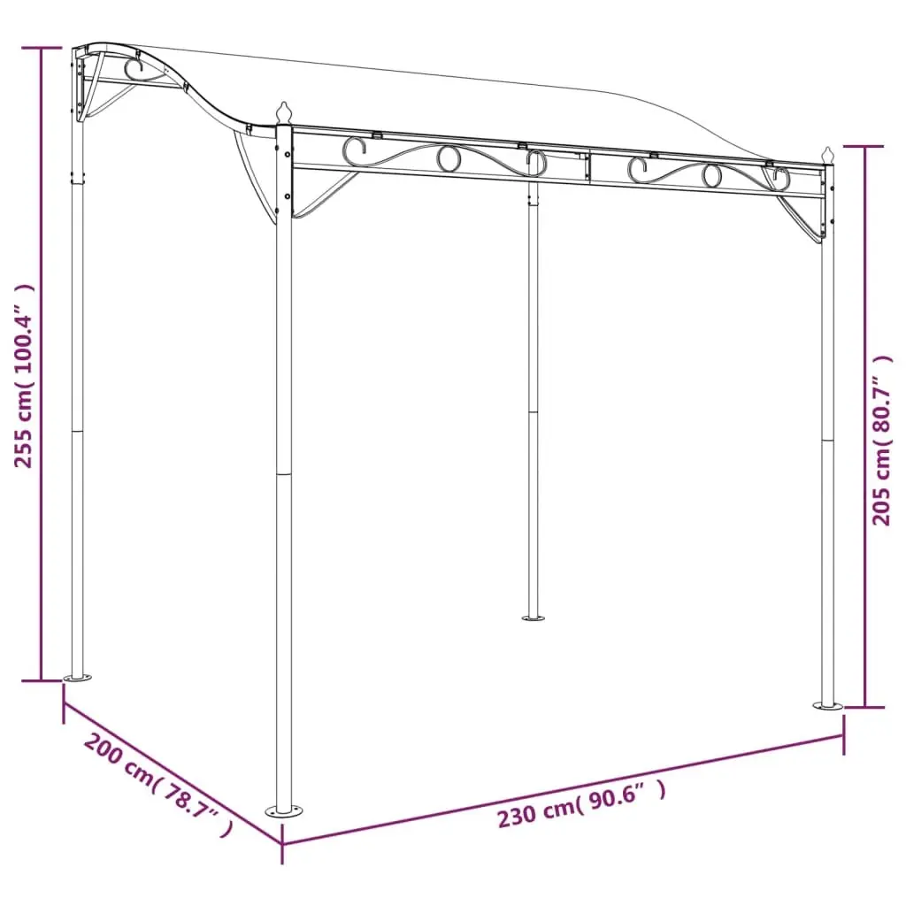 Outdoor Gazebo Tent Curved Top 2x2.3m Cream Water-Resistant Polyester Steel Frame