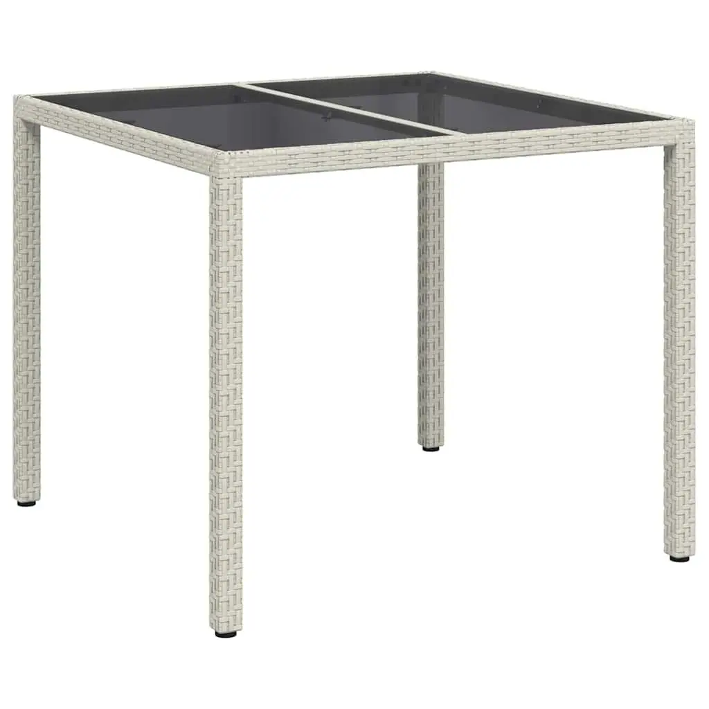Garden Dining Table Outdoor Furniture 90x90x75cm White Poly Rattan Modern