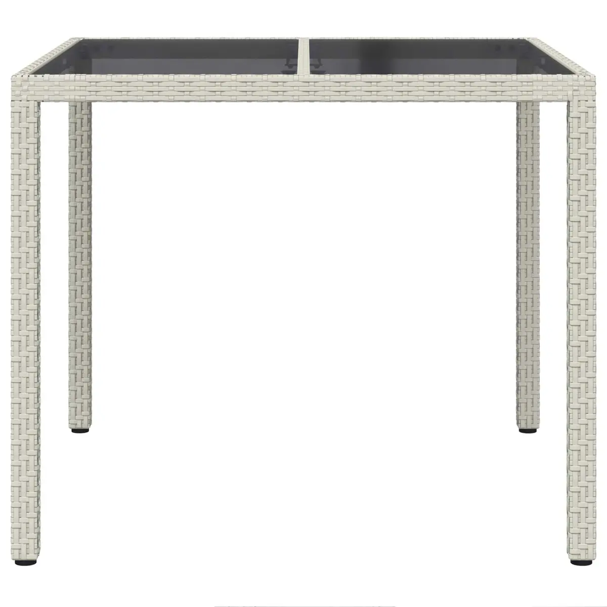 Garden Dining Table Outdoor Furniture 90x90x75cm White Poly Rattan Modern